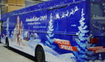 Bus-Beschriftung für die Weihnachts-Promotion-Tour des MDR Sachsen Spiegel
