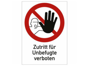Kombischild „Zutritt für Unbefugte verboten“ – mit Symbol nach ISO 7010 / ASR A1.3